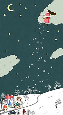 PSD 나무 구름 계절 여자 별 겨울 일러스트 상상 자연 주택 상상일러스트 한명 성인 야외 판타지 마을 달 눈송이 야간 뿌리기 감성 계절백그라운드 겨울배경 국내일러스트 자연요소 식물 1 백그라운드 컨셉 모션 눈_날씨 사람 건물 생태계 파일형식