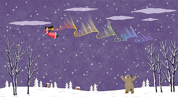 PSD 나무 구름 계절 여자 겨울 일러스트 곰 상상 자연 주택 상상일러스트 한명 성인 판타지 눈송이 감성 계절백그라운드 오로라 겨울배경 국내일러스트 자연요소 식물 동물 1 백그라운드 컨셉 포유류 자연현상 눈_날씨 사람 건물 생태계 파일형식