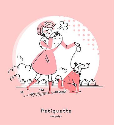 공원 여자 캠페인 일러스트 한명 성인 반려동물 예절 강아지 규칙 목줄 배변 펫티켓 국내일러스트 AI파일 동물 1 공공시설 사람 개 파일형식 벡터 반려용품