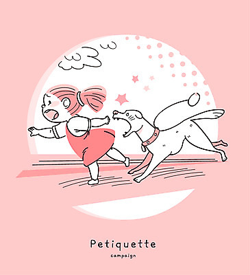 여자 어린이 캠페인 일러스트 한명 반려동물 달리기 예절 강아지 사나움 규칙 맹견 펫티켓 국내일러스트 AI파일 동물 1 모션 사람 개 파일형식 벡터