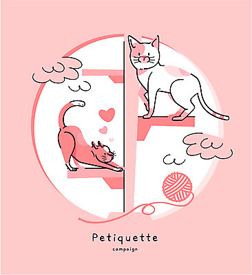 캠페인 일러스트 사람없음 반려동물 고양이 예절 털실 규칙 펫티켓 국내일러스트 AI파일 동물 포유류 실 파일형식 벡터