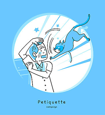 남자 캠페인 일러스트 한명 성인 반려동물 고양이 예절 공격 규칙 펫티켓 국내일러스트 AI파일 동물 1 포유류 모션 사람 파일형식 벡터