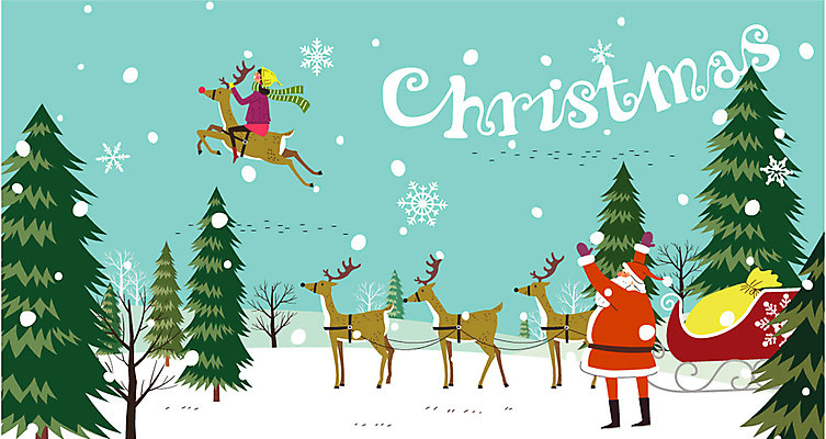 주간 나무 여자 남자 어린이 크리스마스 일러스트 크리스마스선물 성인 야외 두명 산타클로스 루돌프 눈 눈송이 보따리 썰매 국내일러스트 AI파일 자연요소 식물 기념일 날씨 사슴 눈_날씨 선물 사람 파일형식 벡터