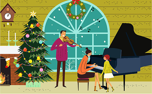 여자 남자 어린이 악기 크리스마스장식 크리스마스 연주 음표 일러스트 초 창문 가족 실내 성인 세명 크리스마스트리 눈 건반 피아노 바이올린 벽난로 촛대 크리스마스양말 국내일러스트 AI파일 자연요소 기호 기념일 음악 관계 현악기 날씨 양말 사람 내부 건반악기 파일형식 벡터