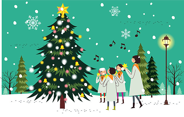 나무 여자 남자 별 어린이 크리스마스장식 크리스마스 가로등 음표 일러스트 노래 여러명 성인 야외 크리스마스트리 눈송이 야간 캐럴 크리스마스캐롤 국내일러스트 AI파일 자연요소 식물 기호 공공시설 기념일 음악 다수 눈_날씨 사람 파일형식 벡터