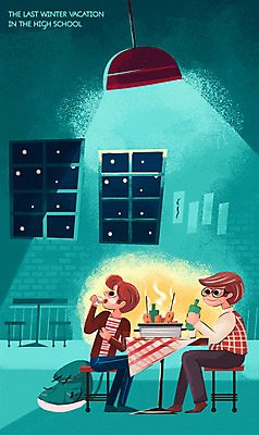 PSD 남자 겨울 의자 가방 일러스트 창문 청소년 식탁 고등학생 실내 성인 식당 예절 음주 음주문화 소주병 겨울방학 소주잔 어묵탕 부자지간 국내일러스트 학생 잡화 계절 아들 가구 술잔 가족 탁자 술병 방학 사람 내부 상점 아빠 탕 소주 파일형식