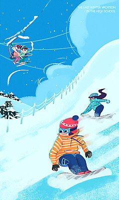 주간 PSD 나무 구름 여자 남자 겨울 일러스트 청소년 고등학생 스키장 여러명 야외 눈 스노우보드 겨울방학 스노보드복 국내일러스트 자연요소 식물 학생 계절 다수 날씨 방학 사람 보드_스포츠 파일형식