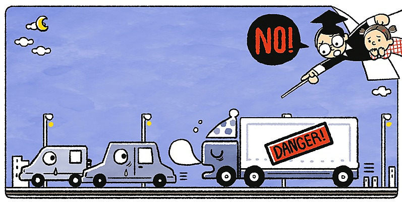 PSD 구름 여자 남자 어린이 교통 말풍선 가로등 일러스트 자동차 안전 빌딩 성인 두명 트럭 달 야간 위험 교통안전 졸음운전 국내일러스트 자연요소 공공시설 육상교통 컨셉 사람 건물 운전 파일형식