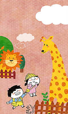 PSD 구름 여자 남자 어린이 일러스트 동물원 두명 울타리 유치원 유치원생 풀잎 사자 기린 유치원생라이프 유치원복 국내일러스트 자연요소 라이프스타일 옷 교육 잎 포유류 사람 담장 풀_식물 파일형식