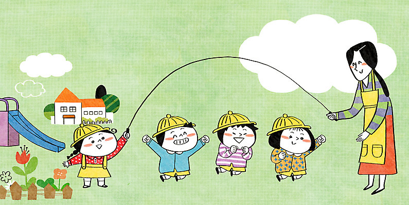 PSD 나무 구름 여자 남자 꽃 어린이 일러스트 여러명 성인 울타리 유치원 유치원생 미끄럼틀 놀이터 유치원생라이프 줄넘기 유치원복 유치원선생님 유치원모자 아이돌봄 돌보미 국내일러스트 자연요소 식물 직업 모자_잡화 라이프스타일 옷 교육 다수 놀이 사람 담장 운동 교사 놀이기구 파일형식 돌봄서비스