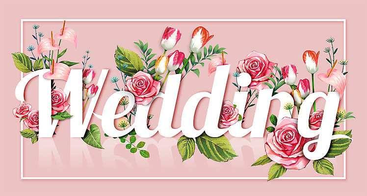 PSD 알파벳 영어 꽃 결혼 백그라운드 잎 일러스트 타이포그라피 사람없음 장미 튤립 국내일러스트 식물 문자 이벤트 파일형식