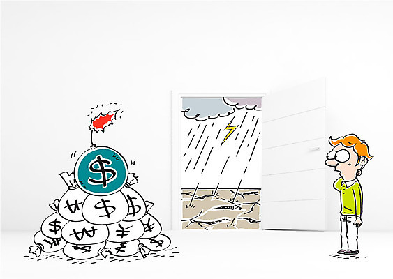 구름 편집이미지 남자 합성일러스트 한명 성인 경제 문 달러 비 돈자루 번개 폭탄 합성 원격 이미지편집 AI파일 자연요소 1 돈 날씨 사람 폭발물 파일형식 벡터