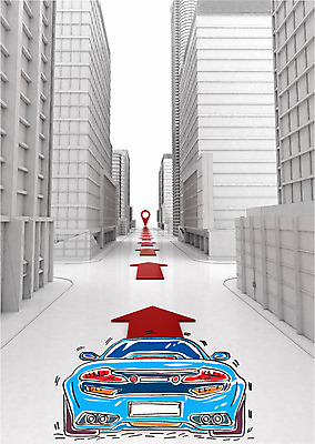 편집이미지 화살표 자동차 합성일러스트 빌딩 사람없음 도시 합성 네비게이션 위치정보 이미지편집 AI파일 육상교통 건물 정보 파일형식 벡터