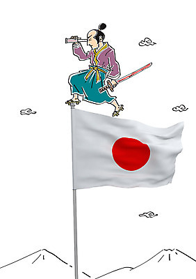 구름 편집이미지 남자 산 합성일러스트 한명 성인 일본 관찰 칼 합성 일장기 사무라이 이미지편집 AI파일 자연요소 1 아시아 모션 사람 국기 파일형식 벡터