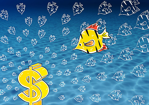 편집이미지 합성일러스트 어류 사람없음 경제 달러 바닷속 화폐기호 열대어 합성 이미지편집 AI파일 기호 돈 수중 수중동물 화폐 파일형식 벡터