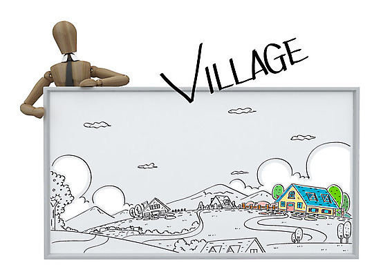 나무 구름 편집이미지 주택 합성일러스트 사람없음 마을 합성 나무인형 이미지편집 AI파일 자연요소 식물 인형 건물 파일형식 벡터