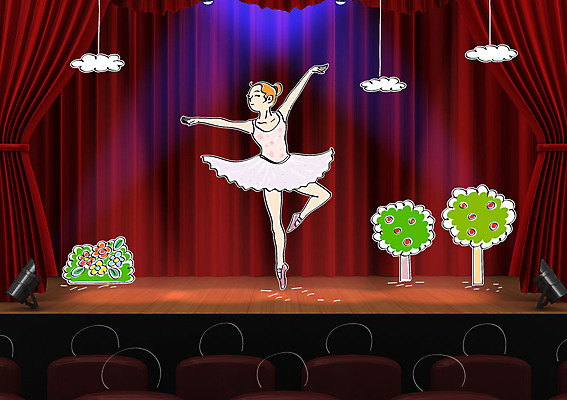 나무 구름 편집이미지 여자 합성일러스트 한명 성인 무대 춤 커튼 발레 발레리나 합성 이미지편집 AI파일 자연요소 식물 1 문화예술 사람 파일형식 벡터