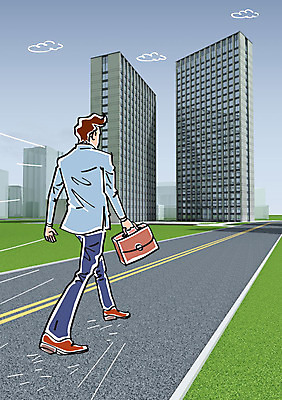 구름 편집이미지 남자 도로 서류가방 비즈니스 합성일러스트 한명 빌딩 성인 뒷모습 도시 비즈니스맨 합성 이미지편집 AI파일 자연요소 1 길 뷰포인트 가방 교통시설 사람 건물 직장인 파일형식 벡터