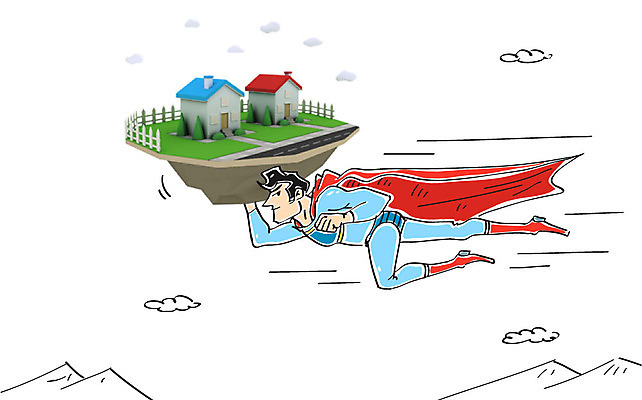 구름 편집이미지 남자 산 주택 합성일러스트 한명 성인 합성 슈퍼맨 슈퍼맨의상 이미지편집 AI파일 자연요소 1 옷 사람 건물 영웅 파일형식 벡터