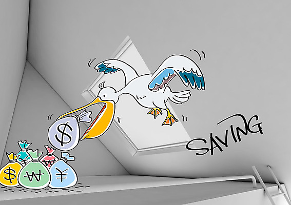 편집이미지 조류 합성일러스트 사람없음 경제 달러 저축 원화 돈자루 엔 합성 금융의날 이미지편집 AI파일 동물 돈 금융 파일형식 벡터 법정기념일