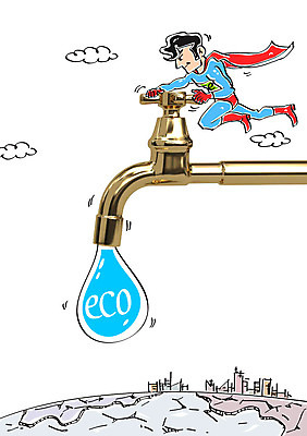 구름 편집이미지 남자 합성일러스트 한명 성인 환경 수도꼭지 에코 합성 물절약 슈퍼맨 슈퍼맨의상 그린슈머 이미지편집 AI파일 자연요소 1 옷 사람 절약 영웅 파일형식 벡터