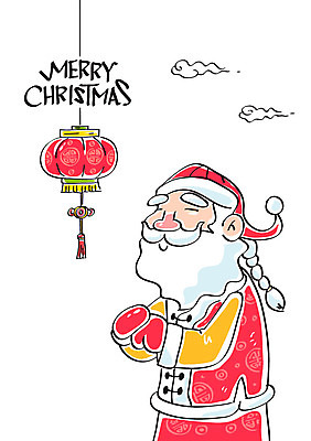 구름 노년 남자 크리스마스 일러스트 캘리그라피 산타옷 전등 한명 산타클로스 치파오 국내일러스트 AI파일 자연요소 1 옷 기념일 조명 사람 성인 전통의상 파일형식 벡터