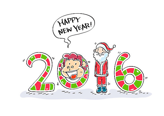 노년 남자 크리스마스 일러스트 캘리그라피 산타옷 한명 산타클로스 새해인사 원숭이 해피뉴이어 2016년 병신년 국내일러스트 AI파일 1 옷 기념일 포유류 새해 사람 성인 인사 연도 파일형식 벡터