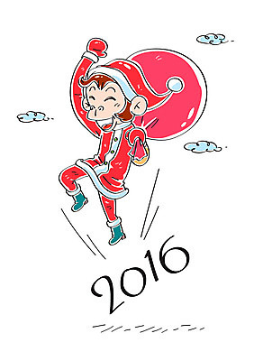 구름 크리스마스 일러스트 캘리그라피 산타옷 새해인사 원숭이 보따리 2016년 병신년 국내일러스트 AI파일 자연요소 옷 기념일 포유류 새해 인사 연도 파일형식 벡터