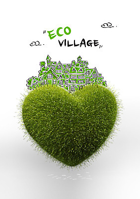 구름 편집이미지 주택 합성일러스트 사람없음 마을 환경 하트 에코 합성 이미지편집 AI파일 자연요소 모양 건물 파일형식 벡터