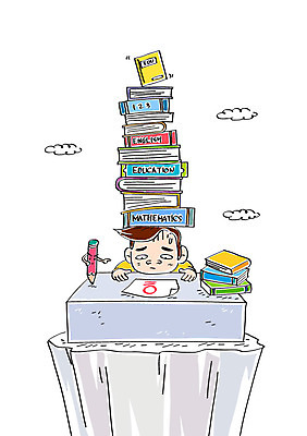 구름 교육 남자 어린이 일러스트 한명 책 연필 시험 0점 국내일러스트 AI파일 자연요소 1 학용품 사람 필기구 점수 파일형식 벡터