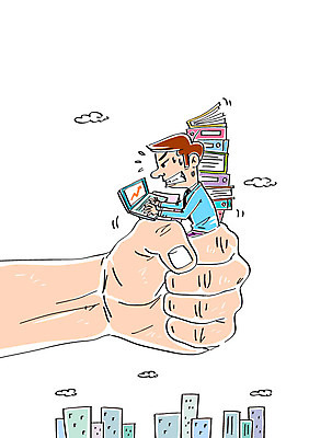 손 남자 일러스트 비즈니스 한명 빌딩 성인 신체부위 노트북 비즈니스맨 업무과다 국내일러스트 AI파일 1 사람 건물 전자제품 업무 직장인 파일형식 벡터