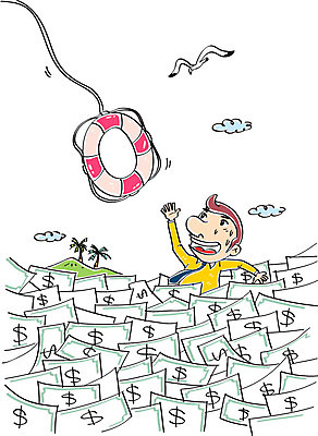 구름 남자 지폐 일러스트 비즈니스 갈매기 한명 성인 야자수 달러 비즈니스맨 튜브 구명부환 국내일러스트 AI파일 자연요소 나무 1 돈 조류 사람 직장인 안전장비 파일형식 벡터