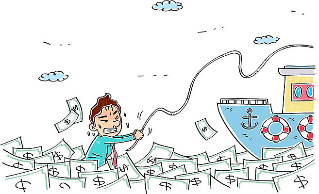 구름 남자 밧줄 지폐 일러스트 비즈니스 한명 성인 달러 비즈니스맨 빠짐 선박 국내일러스트 AI파일 자연요소 1 줄 수상교통 돈 사람 직장인 파일형식 벡터