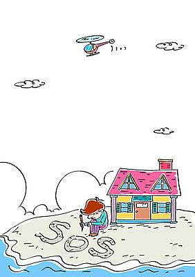 구름 남자 바다 섬 일러스트 주택 한명 성인 금융 경제 구출 헬리콥터 sos 고립 하우스푸어 국내일러스트 AI파일 자연요소 1 비행기 사람 건물 도움 구조요청 파일형식 벡터