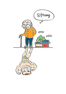 나무 구름 노년 남자 일러스트 지팡이 주택 건강 성인 두명 국내일러스트 AI파일 자연요소 식물 사람 건물 파일형식 벡터