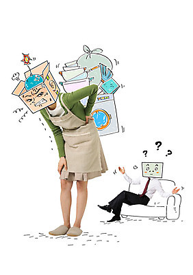 편집이미지 여자 남자 40대 가사 건강 합성일러스트 성인 두명 상자 소파 한국인 물음표 폭탄 빗자루 합성 세탁기 허리디스크 이미지편집 AI파일 기호 중년 의자 사람 동양인 가전제품 디스크_질병 폭발물 청소도구 파일형식 벡터