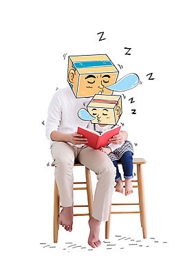 편집이미지 여자 남자 어린이 의자 합성일러스트 성인 두명 책 상자 독서 한국인 잠 합성 이미지편집 AI파일 가구 사람 동양인 파일형식 벡터