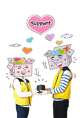 구름 편집이미지 여자 남자 합성일러스트 성인 두명 상자 한국인 하트 봉사 자원봉사자 합성 연탄 봉사단 자원봉사조끼 이미지편집 AI파일 자연요소 모양 사람 동양인 조끼 도움 파일형식 벡터