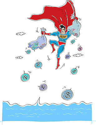 남자 바다 일러스트 한명 성인 경제 달러 화폐기호 돈자루 폭탄 슈퍼맨 영웅 슈퍼맨의상 국내일러스트 AI파일 1 기호 옷 돈 사람 폭발물 화폐 파일형식 벡터