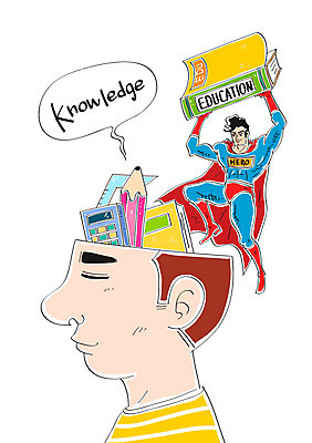 교육 남자 일러스트 성인 두명 책 연필 계산기 교양 슈퍼맨 영웅 슈퍼맨의상 국내일러스트 AI파일 옷 문구용품 학용품 사람 필기구 장비 파일형식 벡터