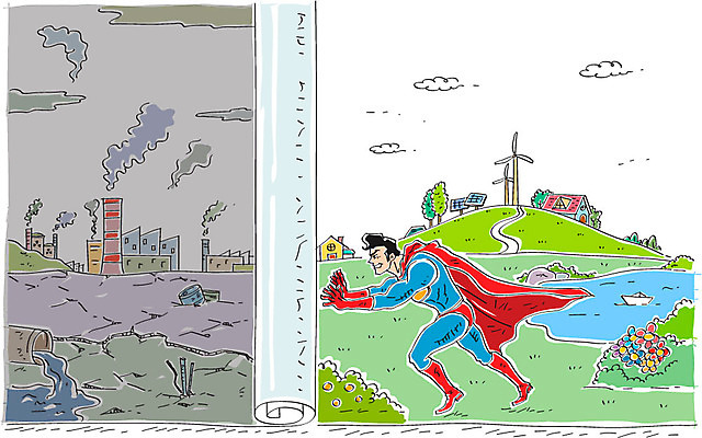 구름 남자 꽃 일러스트 공장 주택 한명 성인 환경 환경오염 오염 풍력에너지 연기 종이배 슈퍼맨 영웅 슈퍼맨의상 국내일러스트 AI파일 자연요소 식물 1 옷 컨셉 공업 사람 건물 그린에너지 종이접기 파일형식 벡터