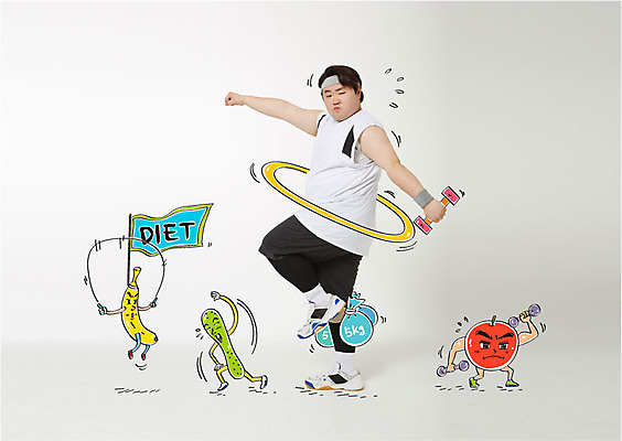 편집이미지 남자 다이어트 오이 바나나 합성일러스트 한명 성인 30대 운동 아령 한국인 사과 합성 줄넘기 훌라후프 이미지편집 AI파일 1 채소 과일 건강 사람 동양인 장년 파일형식 벡터