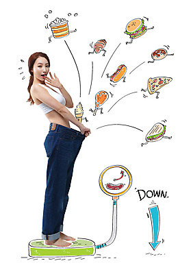 편집이미지 여자 음식 다이어트 피자 패스트푸드 합성일러스트 한명 20대 성인 한국인 햄버거 도넛 합성 체중계 팝콘 핫도그 아이스크림콘 의료성형뷰티 이미지편집 AI파일 1 디저트 서양음식 건강 사람 동양인 청년 인스턴트 콘 파일형식 벡터