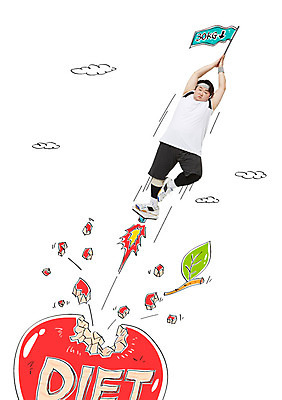 구름 편집이미지 남자 다이어트 합성일러스트 한명 성인 30대 한국인 깃발 사과 합성 이미지편집 AI파일 자연요소 1 과일 건강 사람 동양인 장년 파일형식 벡터