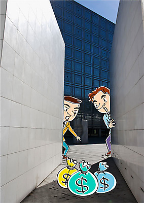 주간 편집이미지 남자 비즈니스 합성일러스트 빌딩 성인 야외 두명 경제 달러 비즈니스맨 돈자루 합성 이미지편집 AI파일 자연요소 돈 사람 건물 직장인 파일형식 벡터