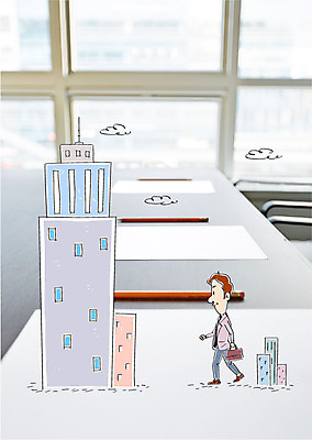 구름 편집이미지 남자 서류가방 비즈니스 합성일러스트 한명 빌딩 성인 연필 비즈니스맨 합성 이미지편집 AI파일 자연요소 1 가방 학용품 사람 건물 필기구 직장인 파일형식 벡터