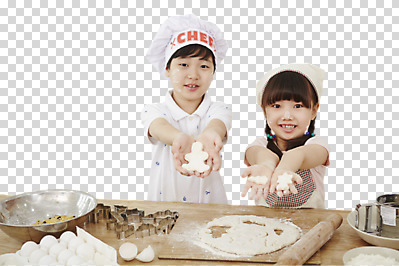 편집 편집이미지 여자 남자 어린이 요리 서기 동양인 소녀 소년 상반신 두명 앞모습 한국인 체험 즐거움 반죽 제빵 PNG 어린이만 편집소스 감정 뷰포인트 컨셉 모션 사람 인종 제과제빵 파일형식
