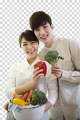 편집 편집이미지 부부 여자 남자 행복 여유 미소 들기 동양인 20대 성인 두명 앞모습 다정 당근 한국인 브로콜리 PNG 성인만 편집소스 커플 감정 뷰포인트 컨셉 채소 모션 뿌리채소 표정 사람 인종 청년 파일형식