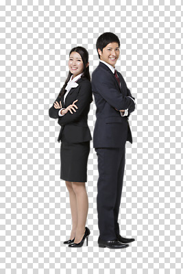 전신 외국인 편집 편집이미지 여자 남자 함께함 서기 미소 동양인 상반신 20대 성인 두명 옆모습 팔짱 등맞대기 비즈니스맨 비즈니스우먼 일본인 동료 PNG 편집소스 뷰포인트 컨셉 비즈니스 관계 모션 표정 사람 인종 청년 직장인 파일형식
