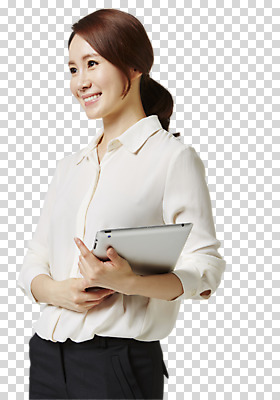 편집 편집이미지 여자 한명 서기 미소 들기 동양인 상반신 성인 옆모습 30대 태블릿 한국인 비즈니스우먼 PNG 성인여자한명만 편집소스 1 뷰포인트 비즈니스 모션 표정 사람 인종 장년 전자제품 스마트기기 직장인 여자한명만 성인여자만 파일형식